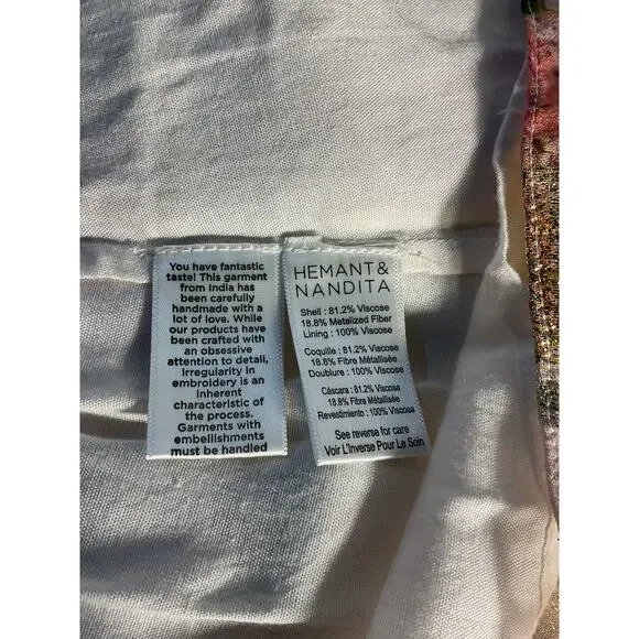 Hemant And Nandita Embellished Pink Pria Maxi Dress Size M - Picture 6 of 6